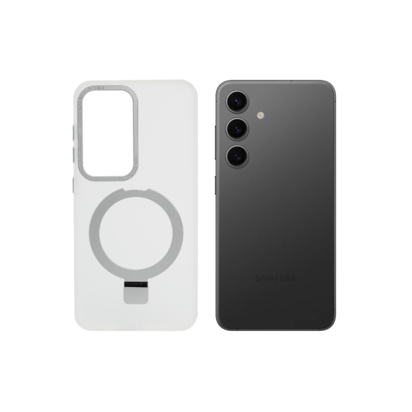 Super Matte White Magnetic Case with Kickstand for S24