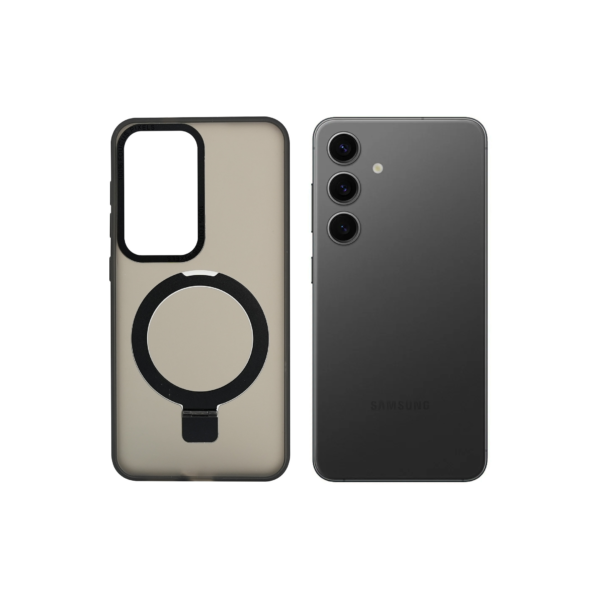 Super Matte Black Magnetic Case with Kickstand for S24