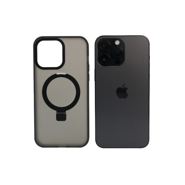 Super Matte Black Magnetic Case with Kickstand for iPhone 14 Pro Max