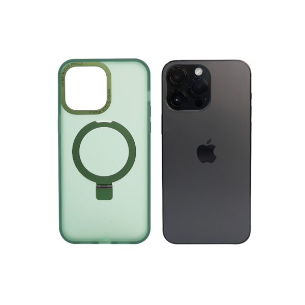 Super Matte Green Magnetic Case with Kickstand for iPhone 14 Pro