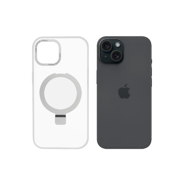 Super Matte White Magnetic Case with Kickstand for iPhone 15