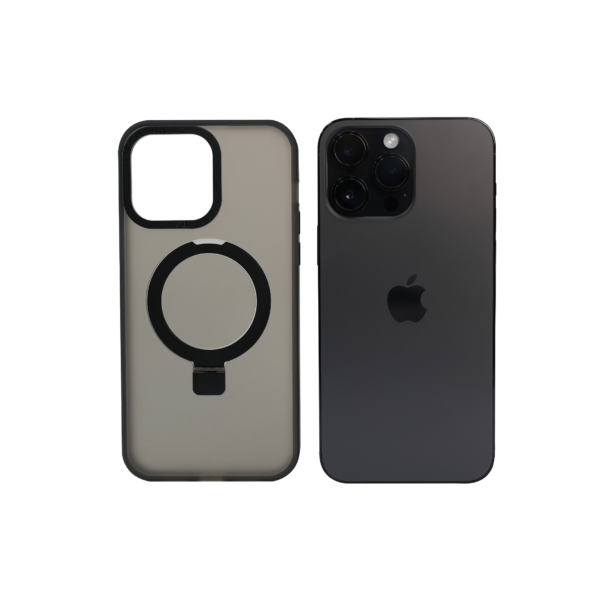 Super Matte Black Magnetic Case with Kickstand for iPhone 14 Pro