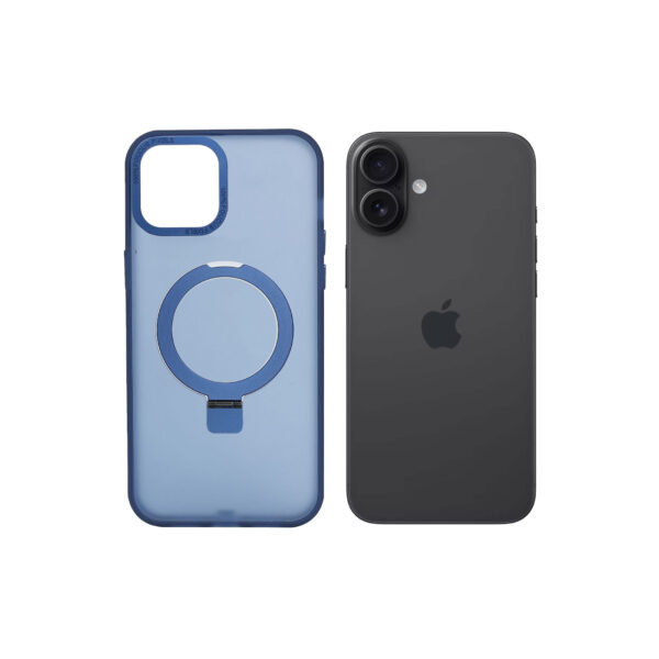 Super Matte Blue Magnetic Case with Kickstand for iPhone 16