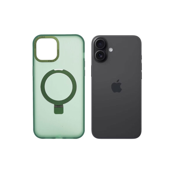 Super Matte Green Magnetic Case with Kickstand for iPhone 16 Plus