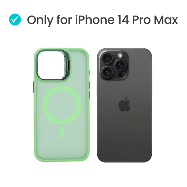 Super Shield Matte Green Case for iPhone 14 Pro Max with Magnetic safe and Built-in Camera Kickstand - Image 2