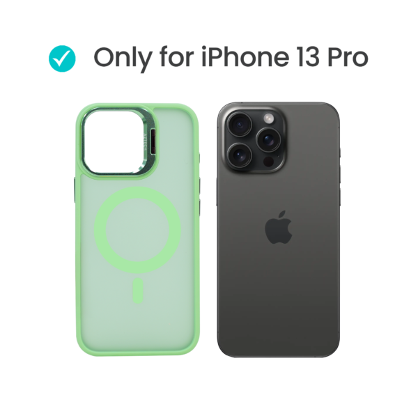 Super Shield Matte Green Case for iPhone 13 Pro with Magnetic safe and Built-in Camera Kickstand - Image 2