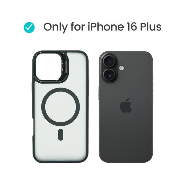 Super Shield Matte Black Case for iPhone 16 Plus with Magnetic safe and Built-in Camera Kickstand - Image 2