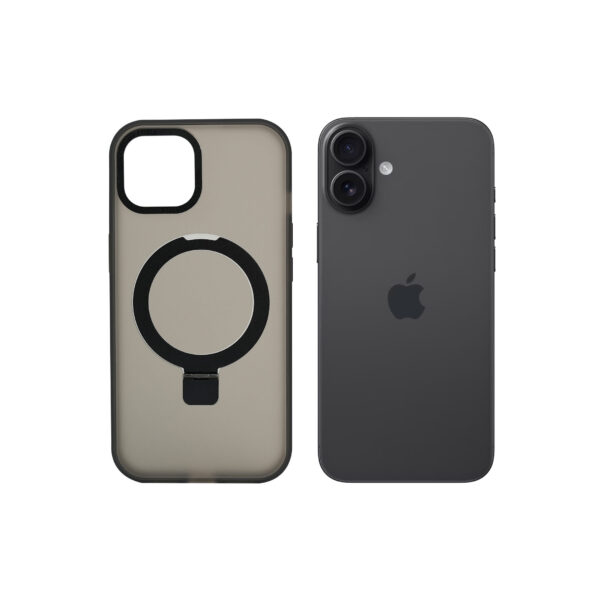 Super Matte Black Magnetic Case with Kickstand for iPhone 16