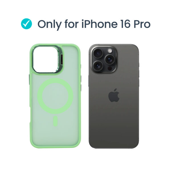 Super Shield Matte Green Case for iPhone 16 Pro with Magnetic safe and Built-in Camera Kickstand - Image 2
