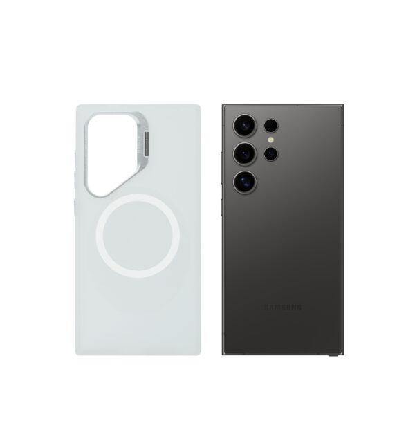 Super Shield Matte Transparent Case for S24 Ultra with Magnetic safe and Built-in Camera Kickstand