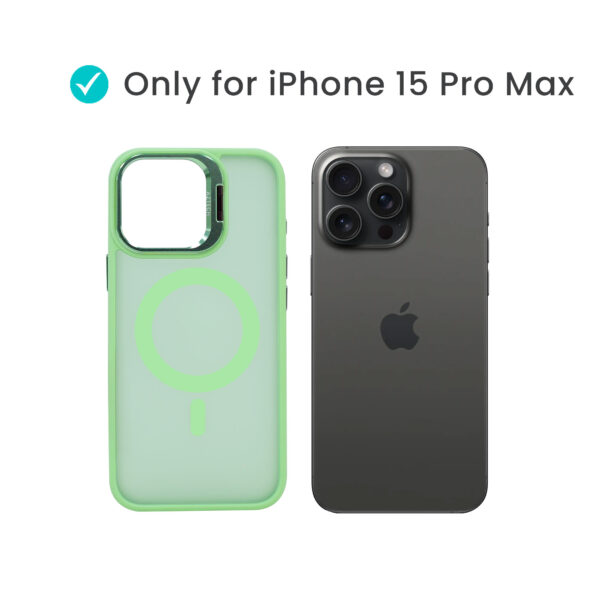 Super Shield Matte Green Case for iPhone 15 Pro Max with Magnetic safe and Built-in Camera Kickstand - Image 2