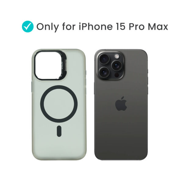 Super Shield Matte GrayBlack Case for iPhone 15 Pro Max with Magnetic safe and Built-in Camera Kickstand - Image 2