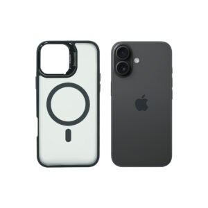 Super Shield Matte Black Case for iPhone 16 with Magnetic safe and Built-in Camera Kickstand