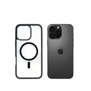 Super Shield Clear Black Case for iPhone 16 Pro Max with Magnetic Safe Charging Compatible