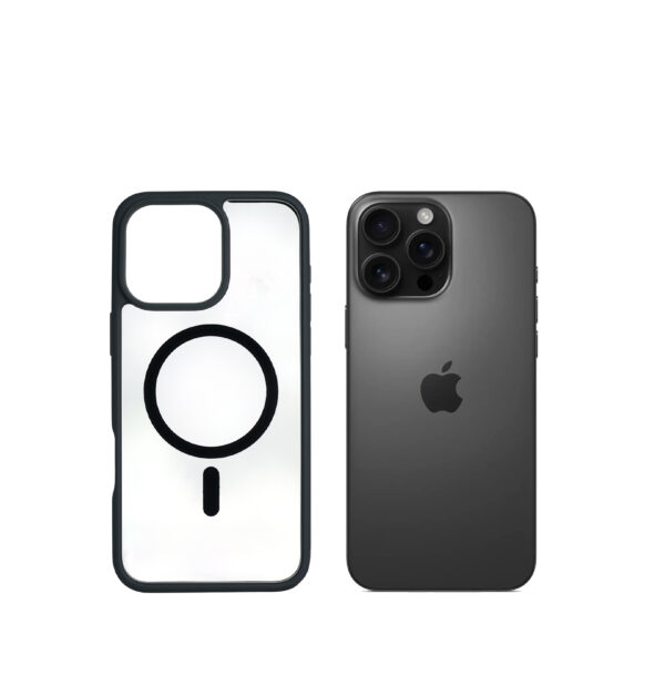 Super Shield Clear Black Case for iPhone 16 Pro with Magnetic Safe Charging Compatible