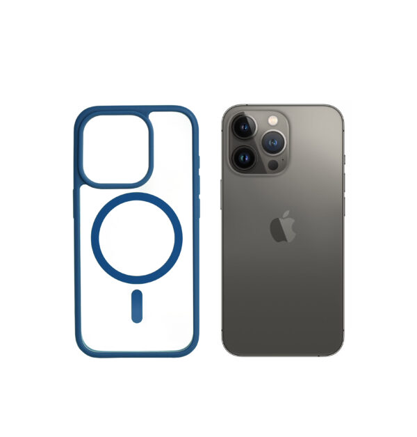 Super Shield Clear Blue Case for iPhone 14 Pro with Magnetic Safe Charging Compatible
