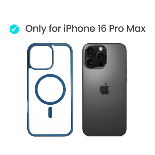 Super Shield Clear Blue Case for iPhone 16 Pro Max with Magnetic Safe Charging Compatible - Image 2