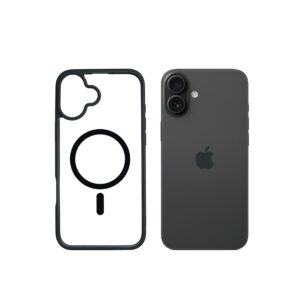 Super Shield Clear Black Case for iPhone 16 Plus with Magnetic Safe Charging Compatible