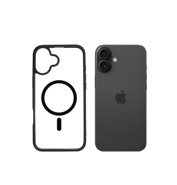Super Shield Clear Black Case for iPhone 16 Plus with Magnetic Safe Charging Compatible