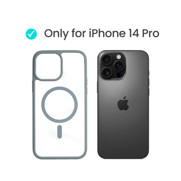 Super Shield Clear Gray Case for iPhone 14 Pro with Magnetic Safe Charging Compatible - Image 2