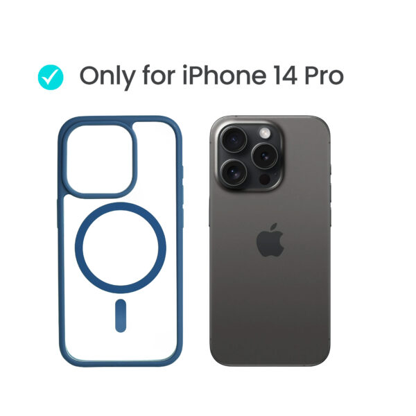 Super Shield Clear Blue Case for iPhone 14 Pro with Magnetic Safe Charging Compatible - Image 2