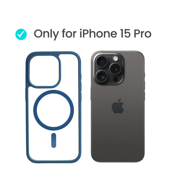 Super Shield Clear Blue Case for iPhone 15 Pro with Magnetic Safe Charging Compatible - Image 2