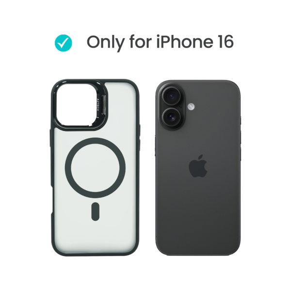 Super Shield Matte Black Case for iPhone 16 with Magnetic safe and Built-in Camera Kickstand - Image 2