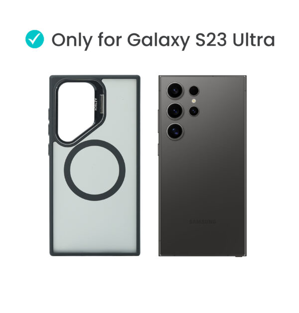 Super Shield Matte Black Case for S23 Ultra with Magnetic safe and Built-in Camera Kickstand - Image 2