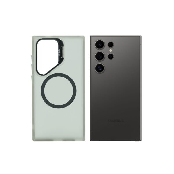 Super Shield Matte GrayBlack Case for S23 Ultra with Magnetic safe and Built-in Camera Kickstand