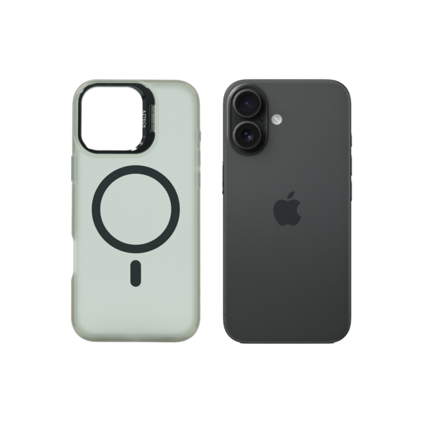 Super Shield Matte GrayBlack Case for iPhone 16 with Magnetic safe and Built-in Camera Kickstand