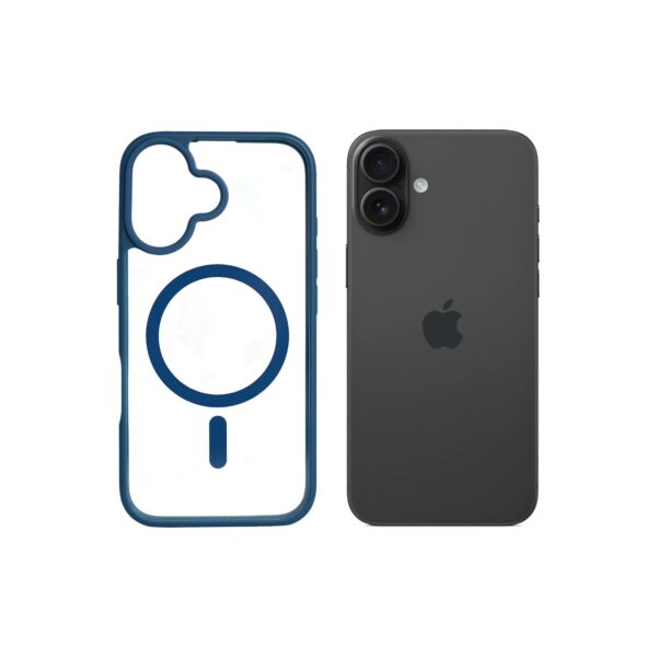 Super Shield Clear Blue Case for iPhone 16 Plus with Magnetic Safe Charging Compatible