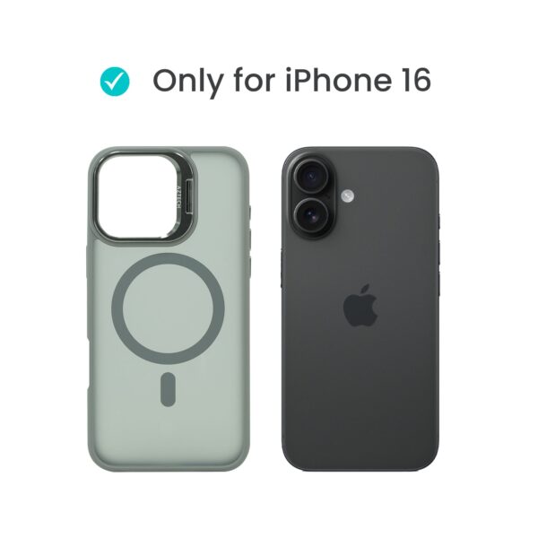 Super Shield Matte Gray Case for iPhone 16 with Magnetic safe and Built-in Camera Kickstand - Image 2