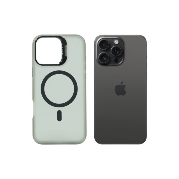 Super Shield Matte GrayBlack Case for iPhone 16 Pro with Magnetic safe and Built-in Camera Kickstand
