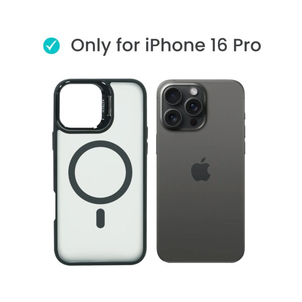 Super Shield Matte Black Case for iPhone 16 Pro with Magnetic safe and Built-in Camera Kickstand - Image 2