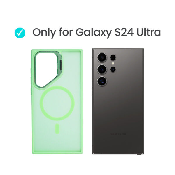 Super Shield Matte Green Case for S24 Ultra with Magnetic safe and Built-in Camera Kickstand - Image 2