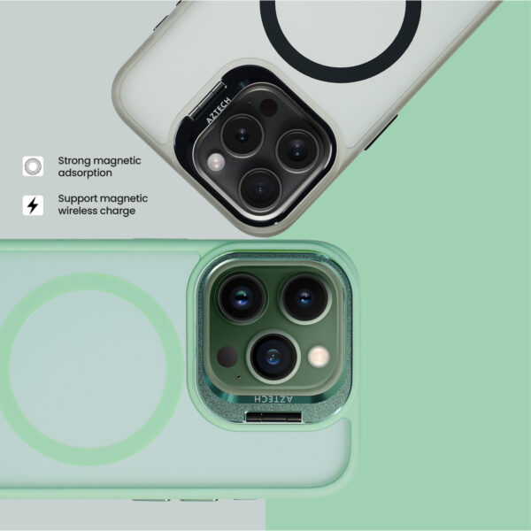Super Shield Matte Green Case for iPhone 16 Pro Max with Magnetic safe and Built-in Camera Kickstand - Image 5