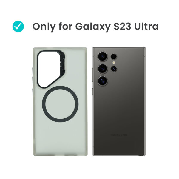 Super Shield Matte GrayBlack Case for S23 Ultra with Magnetic safe and Built-in Camera Kickstand - Image 2